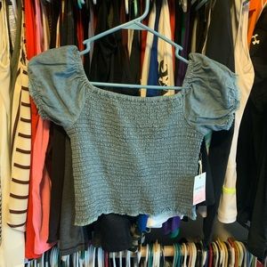 Denim off the shoulder crop top Forever 21 medium